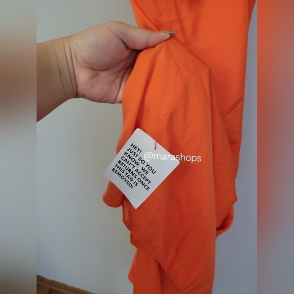 ASOS EDITION satin drape side cami midi dress in orange - Picture 6 of 8